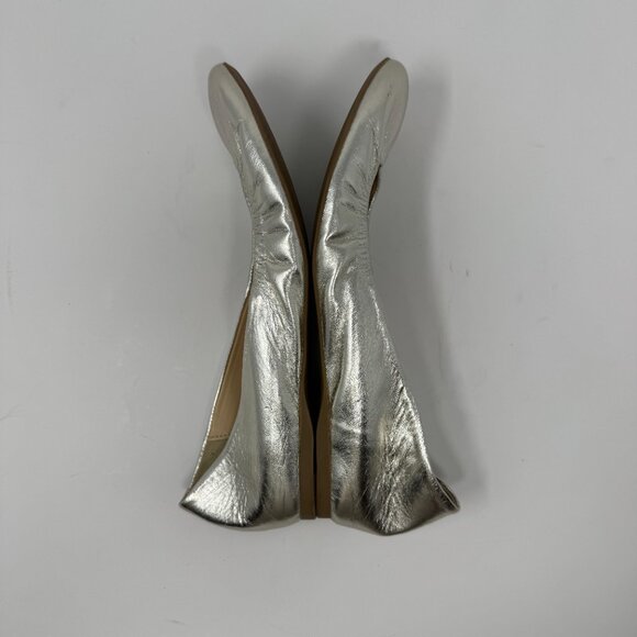 J. Crew Silver Metallic Leather Ballet Flats US 7.5 - Picture 4 of 8